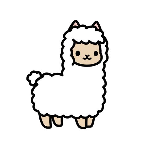 Cute alpaca Cute Plushie Drawing, Simple Llama Drawing, Alpaca Cute Cartoon, Cute Little Animals Drawings, Alpaca Cartoon, Alpaca Drawing, Llama Drawing, Kawaii Alpaca, Drawn Animals