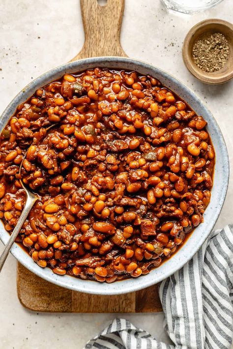 Crock Pot Baked Beans Slow Cooker, Crockpot Beans, All The Healthy Things, Baked Beans Crock Pot, Slow Cooker Baked Beans, Slow Cooker Beans, Oven Baked Ribs, Slow Cooker Baking, Baked Potato Salad