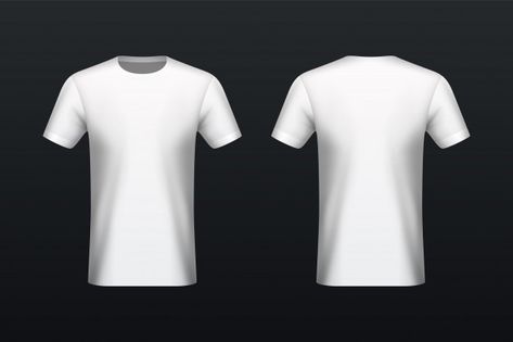 Front and back white t-shirt mockup Prem... | Premium Vector #Freepik #vector #background #mockup #template #fashion White Tshirt Front And Back, White Tshirt Template, T Shirt Mockup Free, Tshirt Mockup Free, Mockup Camisa, Dark Room Photography, T Shirt Template, Plain White Shirt, Free T Shirt Design