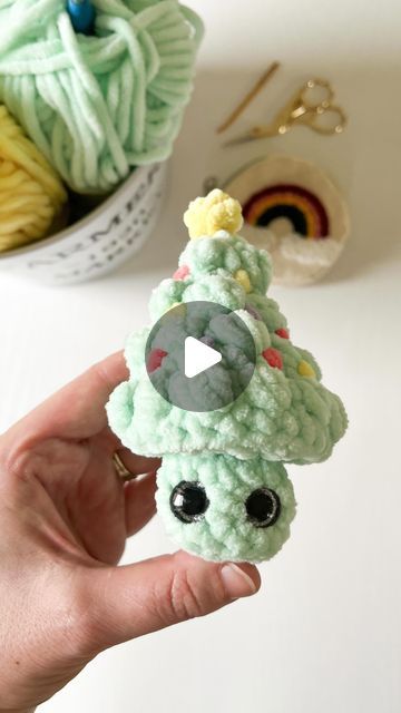 Kate Hensinger on Instagram: "It’s giving ceramic Christmas tree 😍  Christmas Tree Pop pattern by me - available as a free tutorial on my YouTube channel and for purchase as a full pdf in my Etsy shop.  Links in the bio 😘   Yarn: @premieryarns Parfait Chunky, with a 5 mm hook  Eyes: 12 mm glitter eyes from Aliexpress   #pastelchristmas #pastelvibes #merryandbright #hollyjolly #ohchristmastree #crochetchristmas #crochettutorial #crochetgiftideas #crochetgifts #crochetornament #ceramicchristmastree" Popping Crochet Patterns, Chunky Yarn Ideas, Christmas Crochet Patterns Free, Easy Crochet Animals, Christmas Pops, Crochet Christmas Trees, Crochet Animals Free Patterns, Crochet Ornaments, Crochet Amigurumi Free Patterns