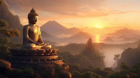 Free AI Image | Buddha statue with nature landscape Vihara Buddha Aesthetic, Buddha Wallpaper Backgrounds, Buddha Landscape, Bhudha Image Hd, Gautam Buddha Image, Buddha Pictures, Buddha Background, Buddha Photo, Buddha Wallpaper