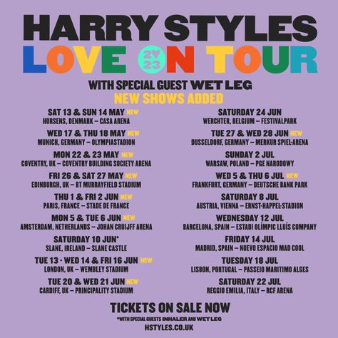 Love on tour Europe & UK 2023 Harry Styles Concert 2023, Harry Styles 2023, Love On Tour Outfits Ideas, Harry Styles London, Essential Oil Reed Diffuser, Love On Tour Outfits, Harry Styles Poster, Harry Styles Tour, Harry Styles Concert