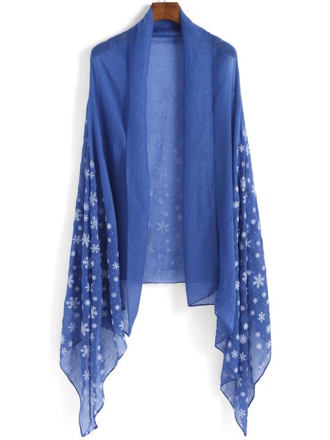 Blue Snowflake Print Scarve 11.99 Snowflake Kimono, Snowflake Print, Eco Printing, Blue Snowflakes, Bolero Jacket, Kurti Designs, Shibori, Batik, Kimono Top