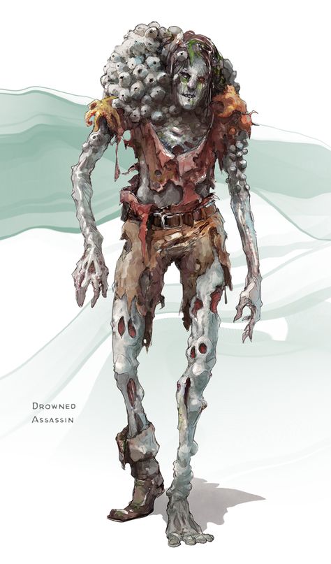 Monsters for Dungeons & Dragons (D&D) Fifth Edition (5e) - D&D Beyond Sea Zombie, Arte Zombie, Zombie Monster, Zombie Art, D D Monsters, Dnd Monsters, Fantasy Monster, Monster Design, Creature Concept Art