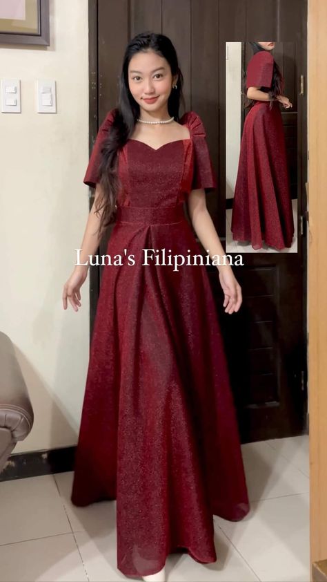 Filipiniana Photoshoot, Modern Filipiniana Gown Prom, Filipiniana Dress Modern Simple, Filipino Costume, Barong Dress, Philippines Dress, Filipiniana Gown, Modern Filipiniana Gown, Debut Program