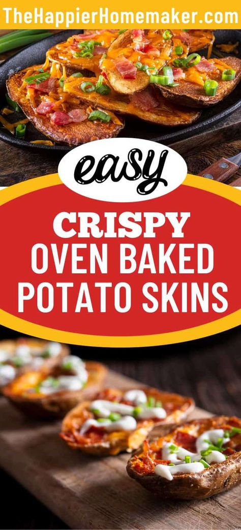 Potato Skins Recipe Baked, Crispy Baked Potato Skins, Loaded Potatoes Skins, Quick Potato Skins, Healthy Potato Skins Recipe, Rib Sides, Potato Skins Easy, Baked Potato Skins Loaded, Loaded Potato Skins Recipe