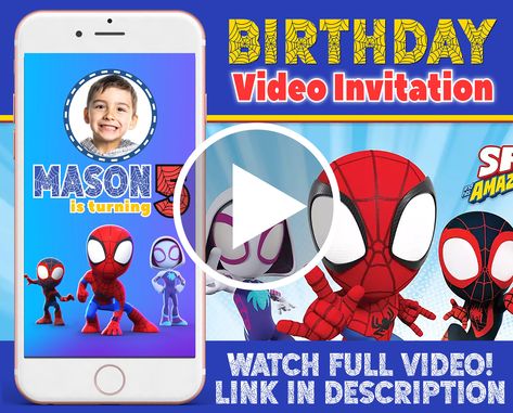 Birthday Animation Video, Friends Invitation, Birthday Animated, Birthday Video Invitation, Spidey And His Amazing Friends, Animated Invitations, Birthday Video, Amazing Friends, Video Invitation