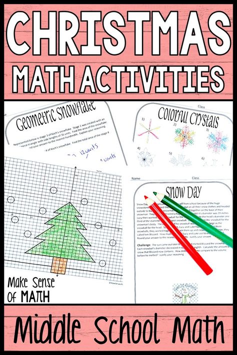 Christmas Math Middle School, Christmas Activity Worksheets, Christmas Math Project, Middle School Worksheets, Math Games Middle School, Christmas Math Games, Holiday Math Activities, Seventh Grade Math, Christmas Math Worksheets