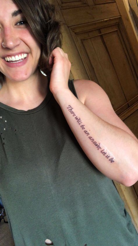 There will be an answer, let it be #tattoo #thebeatles #beatles #quote #quotestoliveby There Will Be An Answer Let It Be, Beatles Lyrics Tattoo, Collar Bone Tattoo Quotes, Let It Be Tattoo, Beatles Tattoo, Be Tattoo, Lyrics Tattoo, Bone Tattoo, Lyric Tattoos