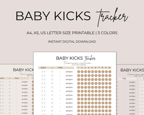 Baby Kicks Tracker, Kick Count Log, Kick Count Chart, Fetal Movement Tracker, Expecting Mom Tracker, Pregnancy Tracker, Baby Kicks Printable #babykicktracker #kickcountlog #pregnancytracker #fetalmovementlog #expectingmomlog #pregnancyplanner #babykicks #kickcounttrack 35 Weeks Pregnant Checklist, Pregnancy Tracking Pictures, Pregnancy Checklist By Trimester, Bullet Journal Pregnancy, Fetal Movement, Pregnancy Tracker, Baby Kicking, Health Tracker, First Page