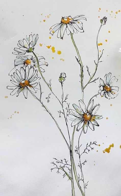 Wildflowers Sketch, Wildflower Sketch, Wildflower Drawing, Nature Sketch, Flower Sketches, Watercolor Flower Art, Plant Drawing, Happy Paintings, Doodle Art Designs