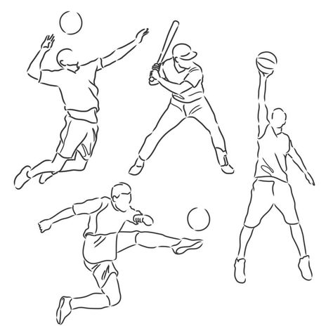 Sports athletes sketch collection Sports Drawing, Sketchbook Assignments, Buddha Tattoo Design, Sports Drawings, Drawing Pictures, Human Figure Drawing, Line Sketch, Body Reference Drawing, Anatomy Drawing