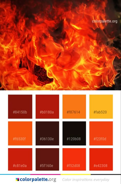 Graphics Design Inspiration, Orange Color Palette, Create Color Palette, Colors Inspiration, Orange Color Palettes, Hex Color Palette, Pixel Color, Red Color Schemes, Red Colour Palette