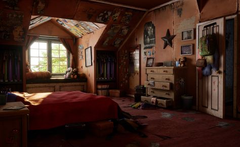 ArtStation - The Bedroom, Last of Us fan art, Jacob Claussen Space Room, Pretty Room, Last Of Us, Unreal Engine, The Bedroom, Room Ideas Bedroom, Pretty House, Dream Bedroom, Game Development