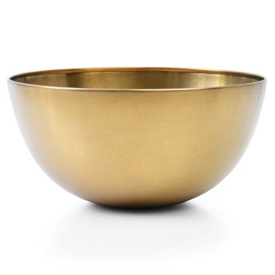 Golden Treasures! A pop of gold adds an elegant touch to any table. Go from buffet and beyond in durable style. | Mercer41 Mashyia Stainless Steel Serving Bowl gray/Yellow 5.9 x 12.0 x 12.0 in | C100199043_546564517 | Wayfair Canada Golden Bowl, Golden Treasure, Gold Bowl, Glass Serving Bowls, Vegetable Bowl, Gray Yellow, China Porcelain, Serveware, Serving Bowls