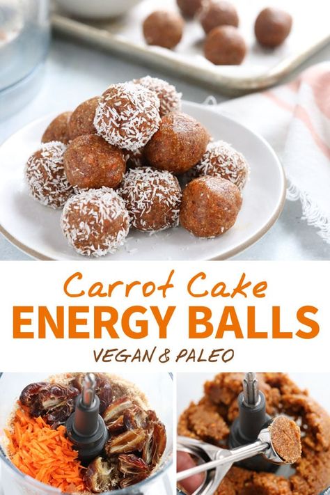 Carrot Date Balls, Whole30 Energy Balls, Things To Make With Dates, Date Balls Healthy, Carrot Balls, Carrot Cake Energy Balls, Carrot Cake Balls, Energy Ball Recipe, Cake Bites