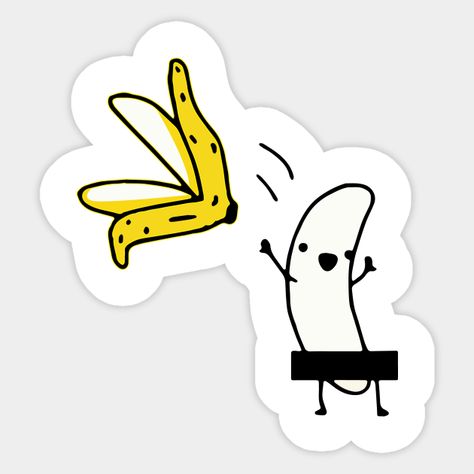 funny banana -- Choose from our vast selection of stickers to match with your favorite design to make the perfect customized sticker/decal. Perfect to put on water bottles, laptops, hard hats, and car windows. Everything from favorite TV show stickers to funny stickers. For men, women, boys, and girls. Cartoon Stickers Funny, Funny Water Bottle Stickers, Sticker Ideas Cute, Redbubble Stickers Aesthetic, Funny Sticker Ideas, Laptop Stickers Ideas, Funny Cartoon Drawings, Funny Banana, Weird Stickers