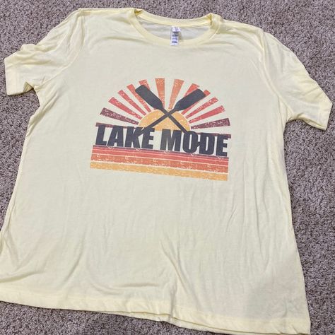 Soft Tee. New. Ready For The Lake! Sublimated. Lake Graphic Tee, Lake Graphic, On Lake Time, Bad Moms Club, Lake Time, Bad Moms, Statement Tshirt, Outdoor Shirt, Soft Yellow