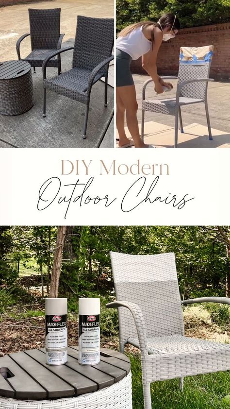 Try this simple cheap DIY furniture chair makeover idea to change up your backyard! Here I share how to Spray Paint Outdoor Modern Woven Chairs. I include the paint I used as well as before and after photos. Find more DIY furniture ideas, DIY Outdoor Projects, and Outdoor Decor and Porch Ideas at https://wildheartshome.com/! Spray Painting Outdoor Furniture, Painted Chairs Diy, Spray Paint Chairs, Painting Patio Furniture, Woven Chairs, Painted Outdoor Furniture, Best Spray Paint, How To Spray Paint, Diy Furniture Chair