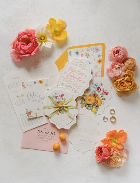 Whimsical Floral Wedding at Greystone Castle | Wedding Recap | Chloe + Josh Whimsical Floral Wedding, Pastel Wedding Theme, Colorful Wedding Invitations, Spring Wedding Invitations, Wedding Petals, Aspen Trees, Garden Party Wedding, Pastel Wedding, Wildflower Wedding