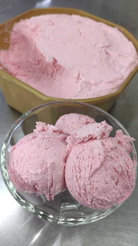 Making Strawberry Ice Cream at home Homemade Strawberry Ice Cream, Fruit Ice Cream, Ice Cream At Home, Strawberry Ice Cream, Money And Happiness, Ice Cream Sundae, Care Routine, At Home, Ice Cream