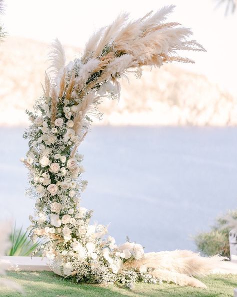 FS Events | Wedding Planners in Athens Ivory Wedding Arch, Neutral Wedding Arch, Dried Flower Wedding Arch, Broken Arch Wedding, Pampas Wedding Arch, Pampas Grass Wedding Arch, Wedding Flower Archway, Pampas Wedding Decor, Arch With Greenery