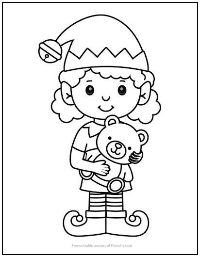 Uh oh….looks like this little elf kept a toy for herself when Santa wasn’t looking! This free printable coloring page is a perfect holiday activity for all the kids in your home or classroom. Elf Coloring Pages, Elf Coloring, Toy Story Coloring Pages, Letter A Coloring Pages, Christmas Bulletin Board, December Crafts, Christmas Bulletin, Girl Elf, Christmas Concert