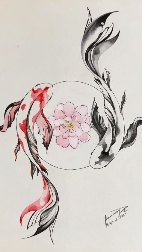 Cool Koi Fish Tattoos, Carp Drawing Art, Drawing Of Koi Fish, Drawing Ideas Koi Fish, Coi Carp Tattoo, Koi Fish Drawing Watercolors, Two Koi Fish Drawing, Koi Fish Sketches, Koi Carp Drawing