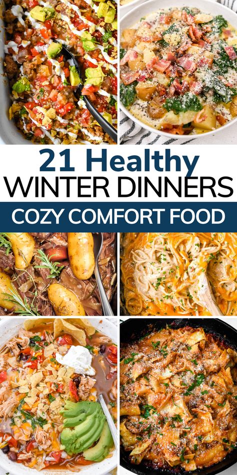 Looking for a cozy dinner that keeps you full and satisfied? Healthy comfort food is the perfect family meal to keep you warm during winter or any time of the year! Healthy Winter Recipes Dinner, Cozy Winter Meals, Winter Dinners, Healthy Winter Meals, Winter Meals, Cold Weather Food, Cozy Dinner, Healthy Family Dinners, Winter Comfort Food