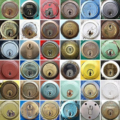 Flickr user chrisinplymouth‘s wonderful collection of doorlocks and letters. See also his collections of emergency onlys, chocolate money, and remote controls. (via modcult) Similarity Photography, Typology Photography, Circles Photography, 2023 Photography, A Level Photography, Pattern Photography, Photo Class, Collections Photography, Visual Culture