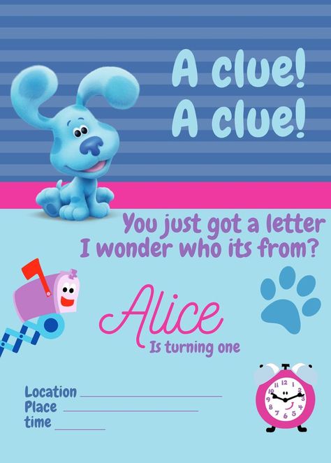 Blues Clues First Birthday, Blues Clues Birthday Party, Blues Clues Birthday, Blue's Clues Birthday Party, 3rd Birthday Boys, Clue Party, 2nd Birthday Party For Boys, 2nd Birthday Party For Girl, Invitation First Birthday