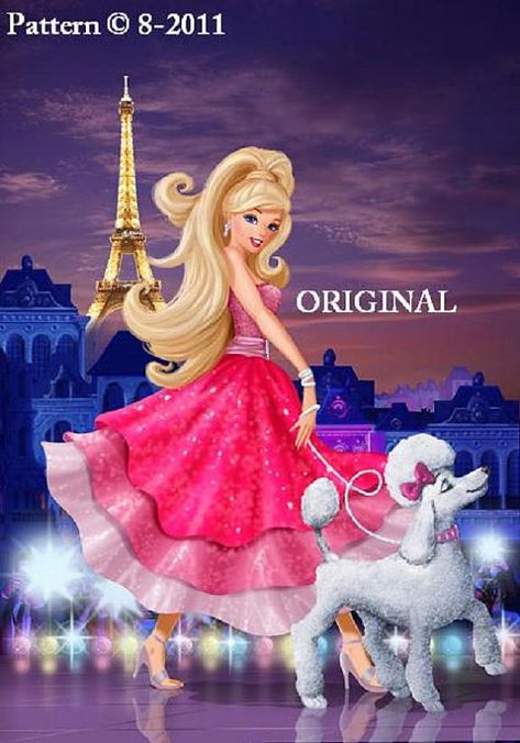 Barbie in Paris... DIGITAL DOWNLOAD... by BeadedBirdXStitch Barbie Movie Animated, Barbie Cartoon Aesthetic, Barbie Movie Background, Barbie In Paris, Barbie Fashion Fairytale, Og Barbie, Barbie Pfp, Barbie Nostalgia, Barbie Dog