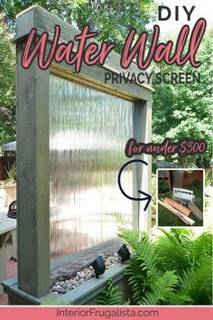 Outdoor Water Wall, Outdoor Wall Fountains, Diy Privacy Screen, Outdoor Waterfalls, Diy Water Feature, Water Feature Wall, Diy Water Fountain, Outdoor Water Features, Diy Garden Fountains