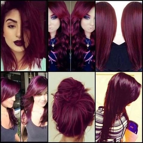 Burgendy Hair Color, Merlot Hair Color, Pelo Color Borgoña, Pelo Color Vino, Maroon Hair, Hair Color Burgundy, Burgundy Hair, Hair Color And Cut, Red Hair Color