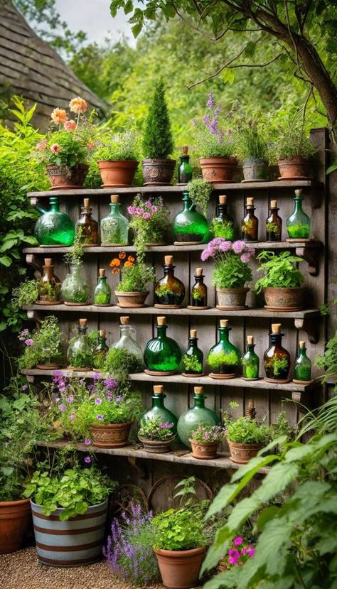 Witch’s Garden Ideas, Garden Store Ideas, Witches Garden Ideas, Witch Garden Decor, Witchy Garden Ideas, Witchy Yard, Plant Store Ideas, Cozy Garden Ideas, Magical Garden Ideas