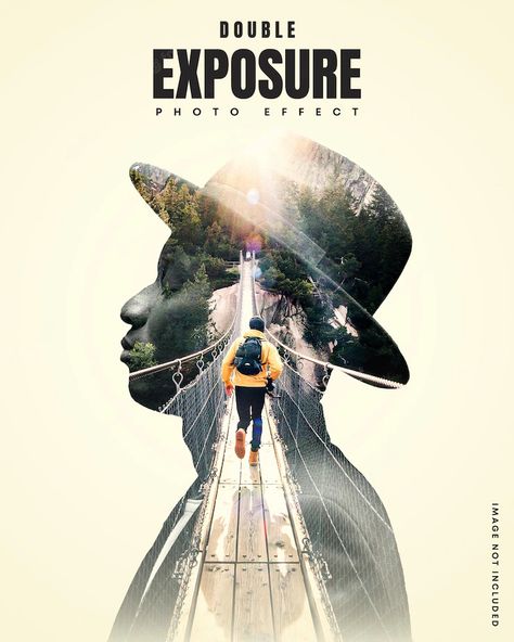 Creative Double Exposure Ideas, Double Exposure Poster Design, Photoshop Masking Ideas, Photoshop Double Exposure, Photo Effects Ideas, Photo And Graphic, Double Exposure Poster, Composite Design, Double Exposure Photoshop