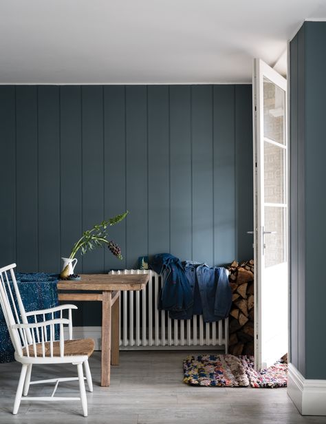 Colour Study: Farrow and Ball De Nimes - The New Farrow and Ball Colour For 2018 Farrow Bal, Most Popular Paint Colors, Farrow & Ball, Office Paint, New Paint Colors, Trending Paint Colors, Popular Paint Colors, Kitchen Colour Schemes, Farrow And Ball Paint