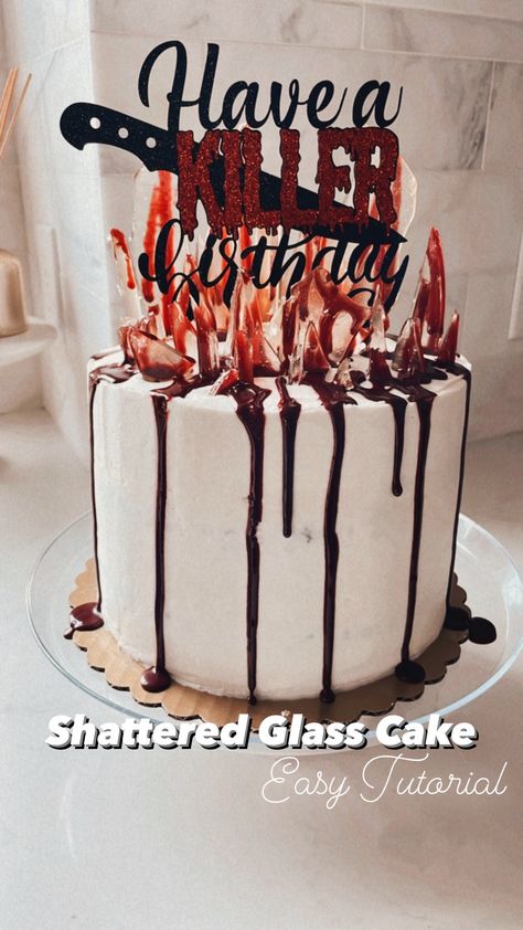 Scary Movie Cakes, Edible Blood Recipe, Edible Blood, Sprinkle Drip Cake, Splatter Cake, Scary Halloween Cakes, Twist Ideas, Horror Cake, 19th Birthday Cakes