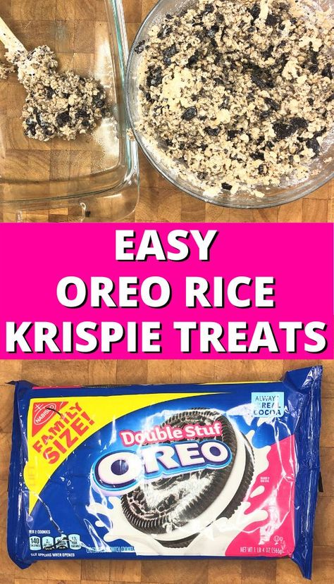 Oreo Rice Crispy Treats, Oreo Krispie Treats, Rice Krispie Treats Variations, Oreo Rice Krispie Treats, Oreo Rice, Cookies And Cream Ice Cream, Lunch Smoothie, Krispie Treats Recipe, Rice Recipes For Dinner