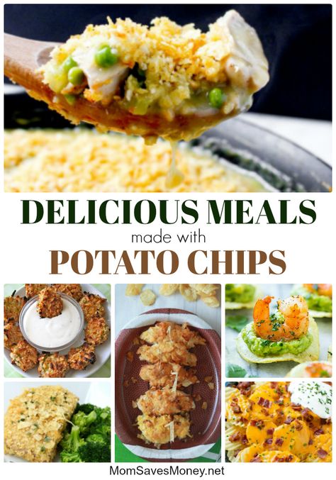 Meals With Chips, Recipes Using Chips, Leftover Chips What To Do With, Uses For Potato Chip Crumbs, Casseroles With Potato Chips, Casserole With Potato Chips On Top, Potato Chip Recipes Dinners, Lays Potato Chips Recipes, Leftover Potato Chip Recipes