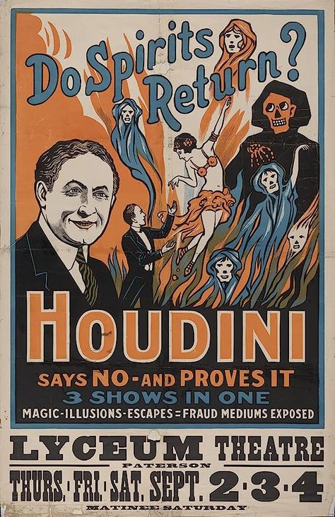 Houdini Poster, Magic Illusions, Harry Houdini, Theatre Poster, Decoration Originale, Framed Poster, Ghostbusters, Dark Wood, The Magicians