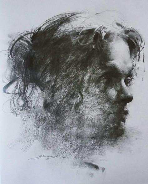 Charcoal by Zhaoming Wu Zhaoming Wu Charcoal, Zhaoming Wu, Drawing With Charcoal, Easy Things To Draw, Drawing Charcoal, Charcoal Portraits, Art Easel, Drawing Faces, Charcoal Art