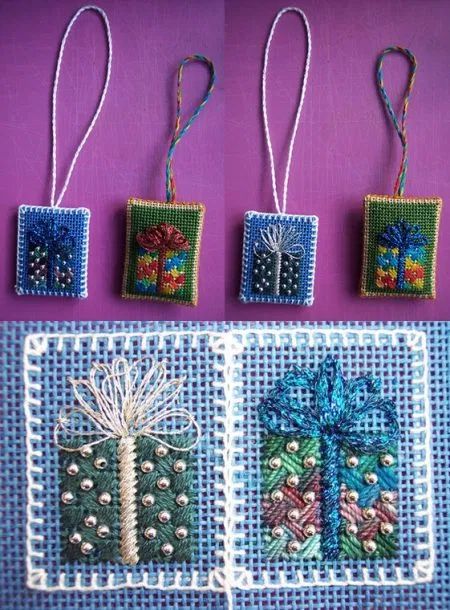 Gift Tags Free Pattern | Needlepoint News Dimensions Cross Stitch, Needlepoint Christmas Ornaments, Needlepoint Ornaments, The Rookie, Free Gift Tags, Needlepoint Christmas, Needlepoint Stitches, Christmas Ornament Pattern, Needlepoint Designs