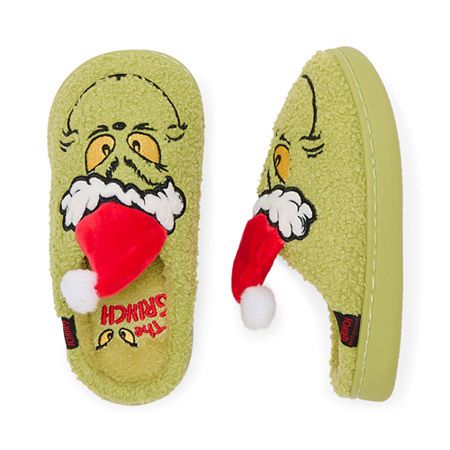 Features: Slip ResistantCharacter: Grinch, Dr. SeussClosure Type: Slip-OnBase Material: 100% PolyesterUpper/Outer Base Material: 100% PolyesterShoe Lining Material: PolyesterSole Material Content: 100% PolyesterCare: Machine Wash, Tumble DryCountry of Origin: Imported Grinch Sleepover, Grinch Slippers, Grinch Stuff, Dr Seuss Grinch, Christmas Things, Dr Seuss, Grinch, Christmas Shirts, Big Kids