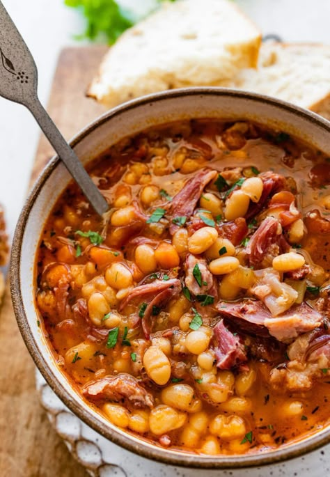 Creamy Navy Bean And Ham Soup, Instapot Ham And Bean Soup Recipes, Navy Bean Instant Pot, Ham And Bean Soup Canned Beans, Slow Cooker Navy Bean Soup, Ham And Bean Instant Pot Soup, Instant Pot Ham Bone Soup, Instant Pot Navy Bean Soup With Ham, Pressure Cooker Ham And Bean Soup