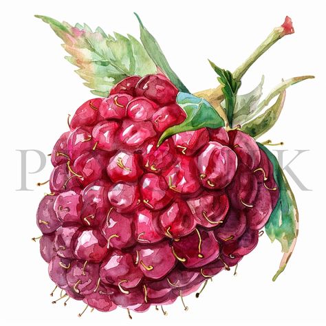 Raspberry Watercolor, Raspberry Clipart, Raspberry Art, Fruit Clipart, Collage Images, Art Fruit, Wall Hanging Crafts, Paint Colors For Home, Bottle Design