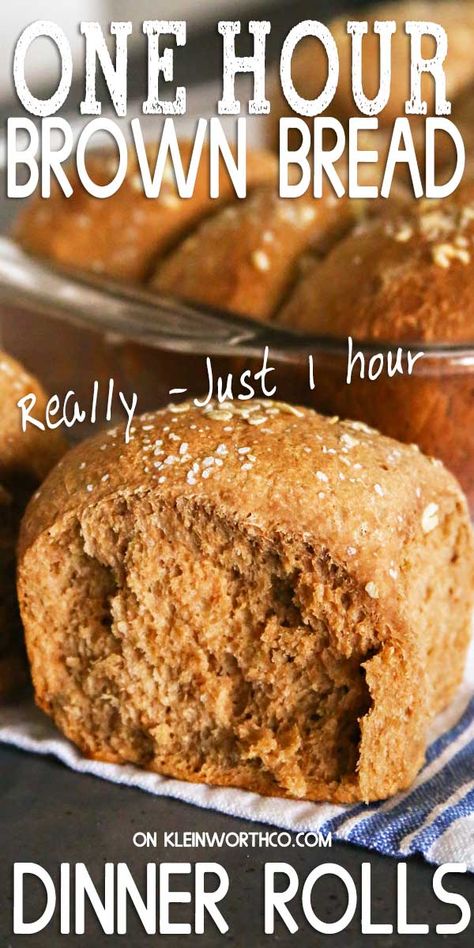 One Hour Brown Bread Dinner Rolls-Buttery, soft, fluffy dinner rolls literally take just 60 minutes to make! Just like your favorite steakhouse! The perfect recipe for holidays & gatherings. Bread Dinner Recipes, Brown Bread Recipe, Bread Dinner, Cheesecake Factory Copycat, Fluffy Dinner Rolls, Monte Cristo Sandwich, Bread Rolls Recipe, Dinner Rolls Recipe, Brown Bread