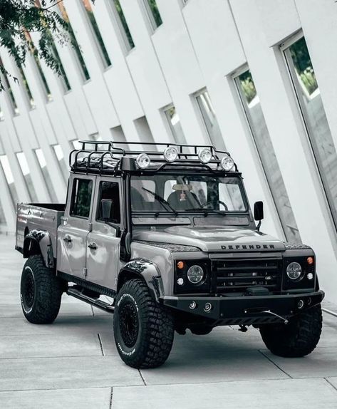 Land Rover Pick Up, Defender Car, Mobil Off Road, Land Rover Defender 130, Nardo Grey, Off Road Camping, Defender 130, Cars Land, Cool Car Pictures