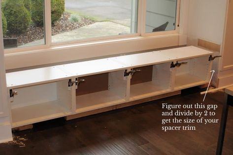 How to Build a DIY Window Seat with Storage - Joyful Derivatives Floating Bench Seat With Storage, Floating Storage Bench, Floating Bench With Storage, Diy Window Bench Seat With Storage, How To Build A Window Seat, Floating Window Seat, Window Bench Seat With Storage, Window Seat With Storage, Benches Diy