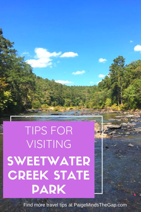 Tips for Visiting Sweetwater Creek State Park | Sweetwater Creek State Park is home to hiking trails, camp sites, and a set for The Hunger Games movies. Explore this state park 19 miles from Atlanta, Georgia. Sweetwater Creek State Park in Lithia Springs, Georgia is 30 minutes from Atlanta, making it a popular hiking destination. It's one of Georgia’s most visited state parks. The park has the George Sparks Reservoir as well as Sweetwater Creek. | Find more travel tips at PaigeMindsTheGap.com Sweetwater Creek State Park, Hunger Games Movies, Budget Vacation, Budget Travel Destinations, Hiking Destinations, Top Travel Destinations, Budget Travel Tips, The Hunger Games, The Hunger